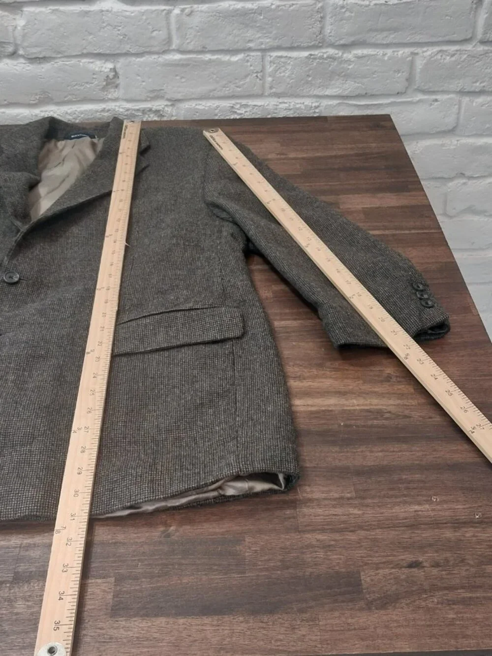 Chaps Ralph Lauren Blazer 100% Pure Wool 50R Brown Houndstooth Jacket Sport Coat